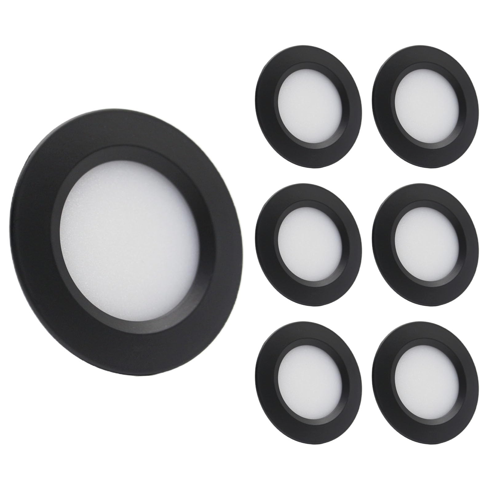 Sepzlly 12V Campervan Lights 6PCS 3W LED Roof Downlight Camper Van Recessed Mount Ceiling Light 6000K Cool White Dimmable Ultra-Slim Spot Lights Motorhome Light Bulbs for Boat Yacht Cabin (Black)