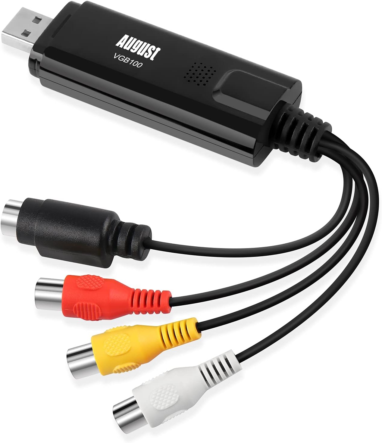 August VGB100 VHS to Digital Converter – USB 2.0 Video Capture Card with RCA & S-Video Input, USB Video Grabber for PC – Convert VHS, VCR, Hi8, Mini DV, Camcorder Tapes to DVD/Windows 10/8/7