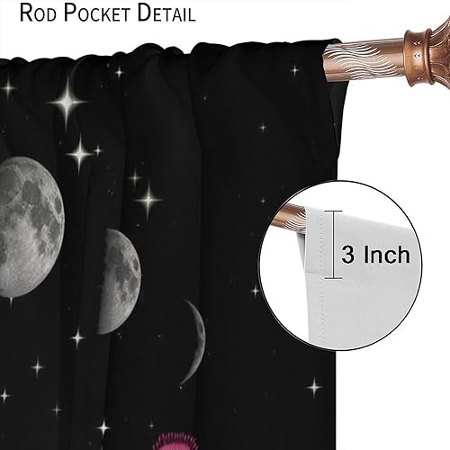 Miniatura 73 de Retro 70s Floral Blackout Window Curtains, Watercolor Flower Plant Rustic Modern Style Pattern Window Drapes, for Bedroom Living Room 42x45in 2