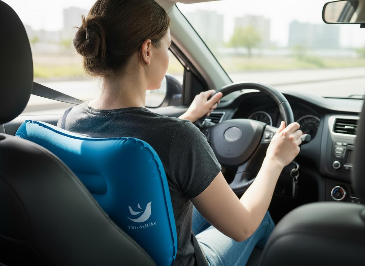 Paquete de 2 almohadas inflables para camping, almohada de aire inflable para soporte lumbar y cuello, diseño de presión para inflar, almohadas de viaje para camping, senderismo y