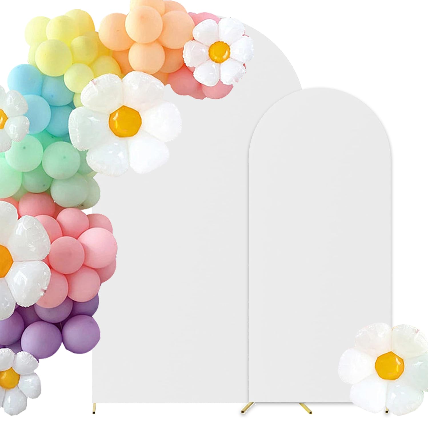 HAINARverS Set of 2 Wedding Arch Cover 6FT,7.2FT Spandex Fitted Stretchy Arch Stand Covers,2 Sided Round Top Chiara Backdrop Cover for Birthday Party