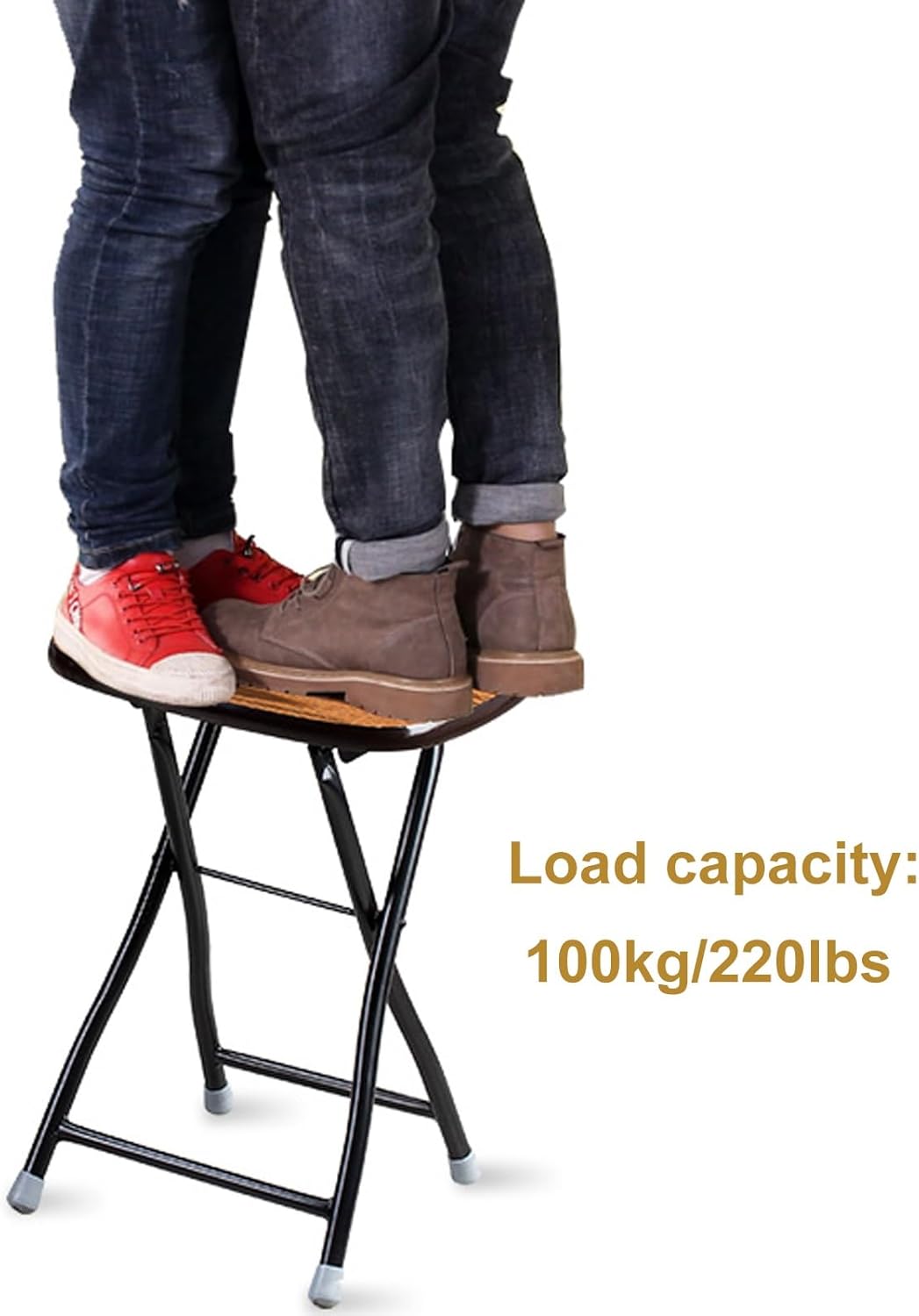 Heavy Duty 17Inch/44cm Folding Square Stool, Indoor Portable Foldable Breakfast Camping Outdoor Stool with Metal Frame (Color : 2PCS) (2pcs One Size)