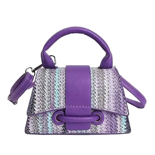 FALETO Purple Handbag For Women, Ladies Top Handle Bag, Mini Everyday Purse, Cute Satchel Purse, Small Shoulder Crossbody Bag, Vegan Leather Vintage Design with Detachable Strap, (Mini)