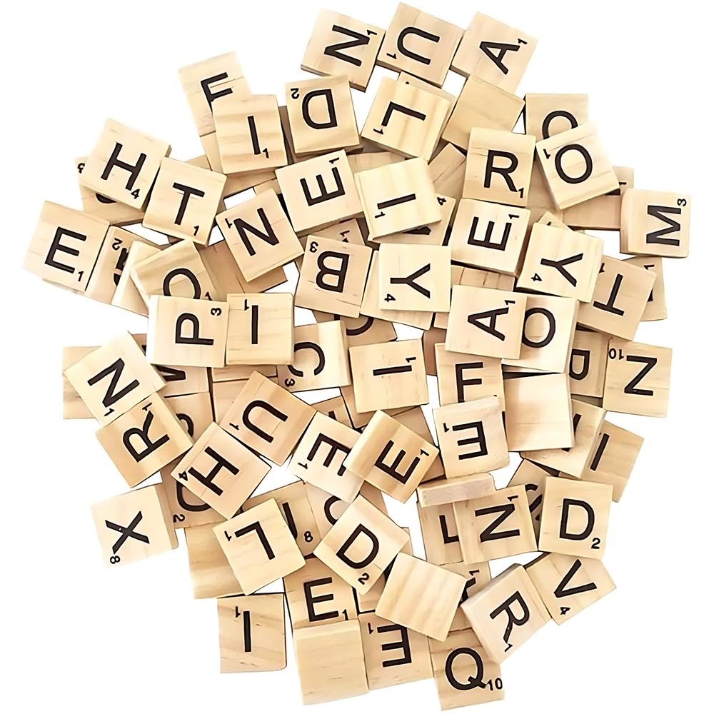 ASPIRE UK  200 WOOD SCRABBLE TILES WOODEN BLACK LETTERS BOARD CRAFTS, BOARD GAMES, DIY PROJECTS, ART, WALL DECORE & SCRAP BOOKING - IDEAL FOR KIDS,ADULTS & CREATING CRAFTS