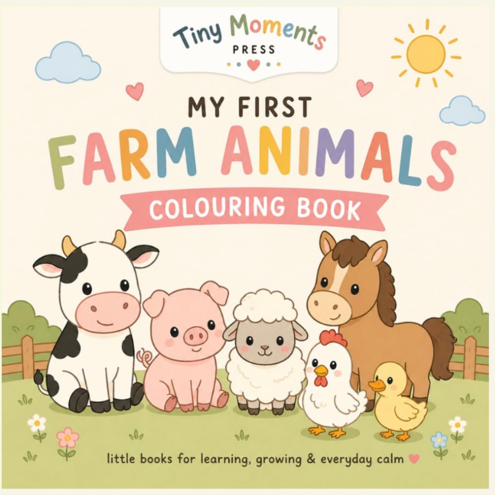 My First Farm Animal Coloring Book: Simple and Cute Animals for Toddlers Ages 2-5 (Tiny Moments First Colouring Books)