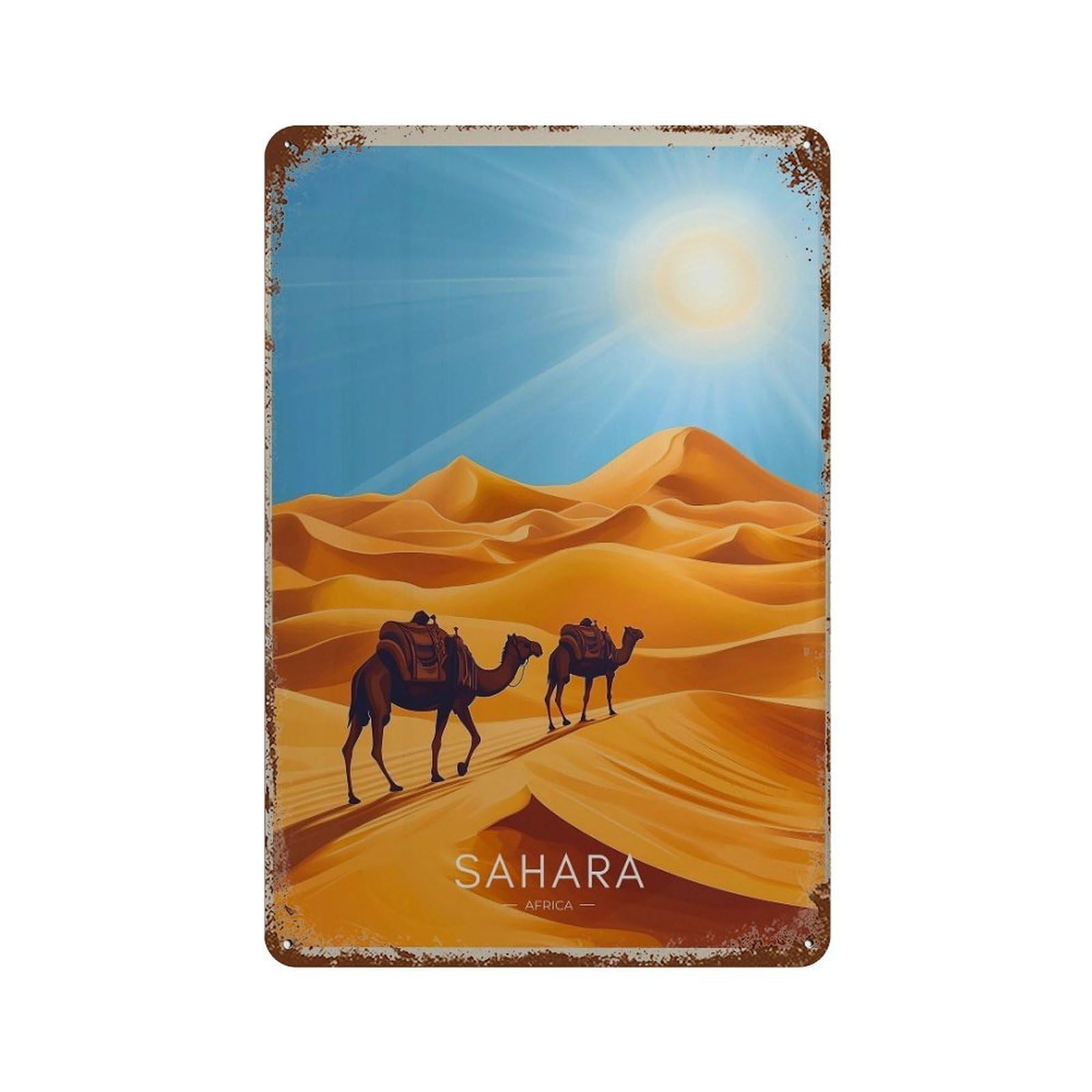 xiaoxiaoshen Sahara Desert Travel Africa Wall Decor Art Metal Tin Poster Modern Home Decor Art Home Bar Shop Decorations Vintage Sign 30x20cm