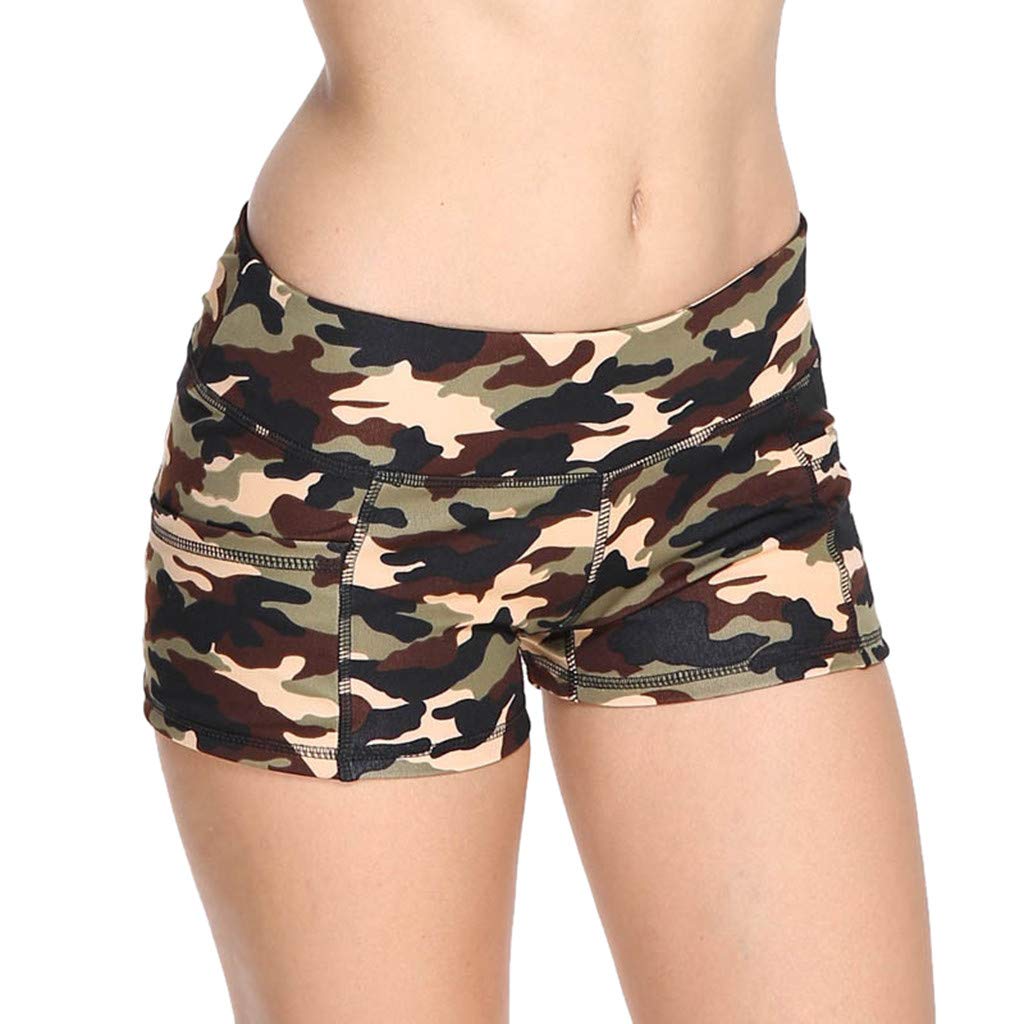 Womens Gym Shorts Womens Golf Shorts Cycling ShortsCamouflage Print Athletic Summer Sports Pant High Waist