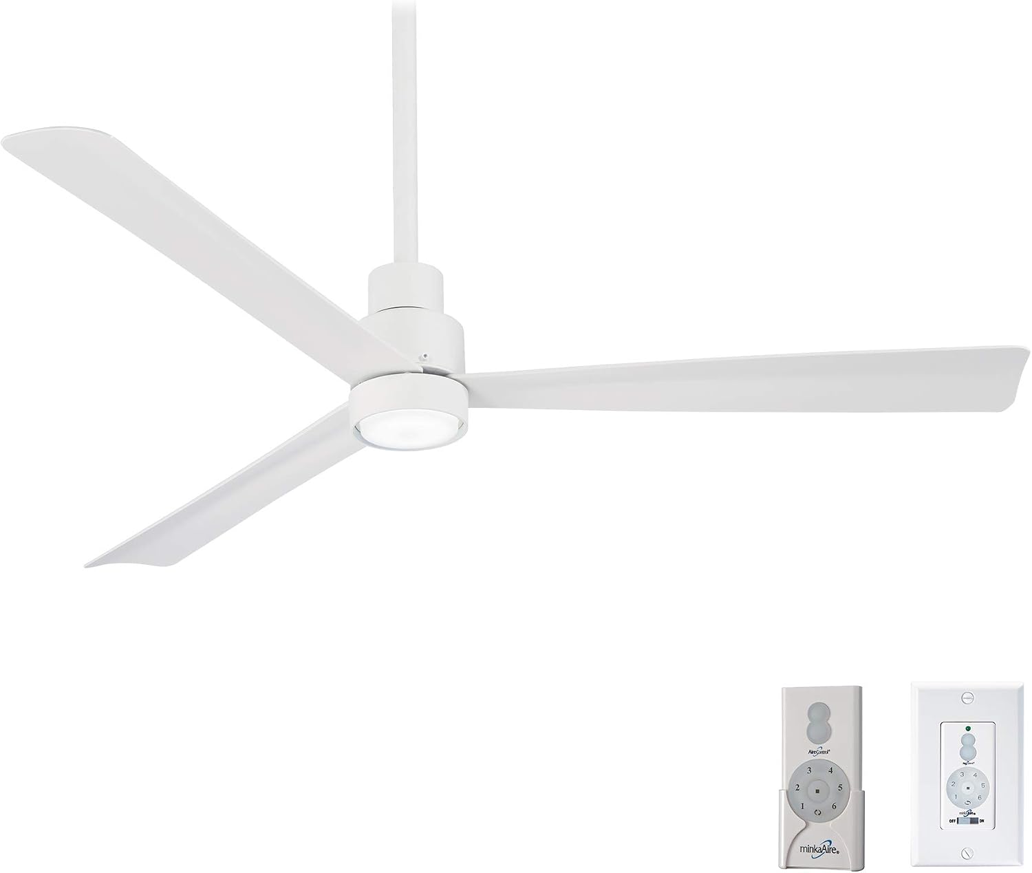 Minka-Aire F786-WHF, Simple 44" Ceiling Fan, Flat White Finish with Flat White Blades and Additional Wall Control