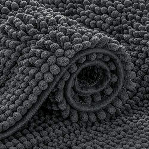 Tappeto da bagno in ciniglia a righe morbido tappeto da per assorbente ad asciugatura rapida lavabile in lavatrice grigio 50.8 x 81.3 cm