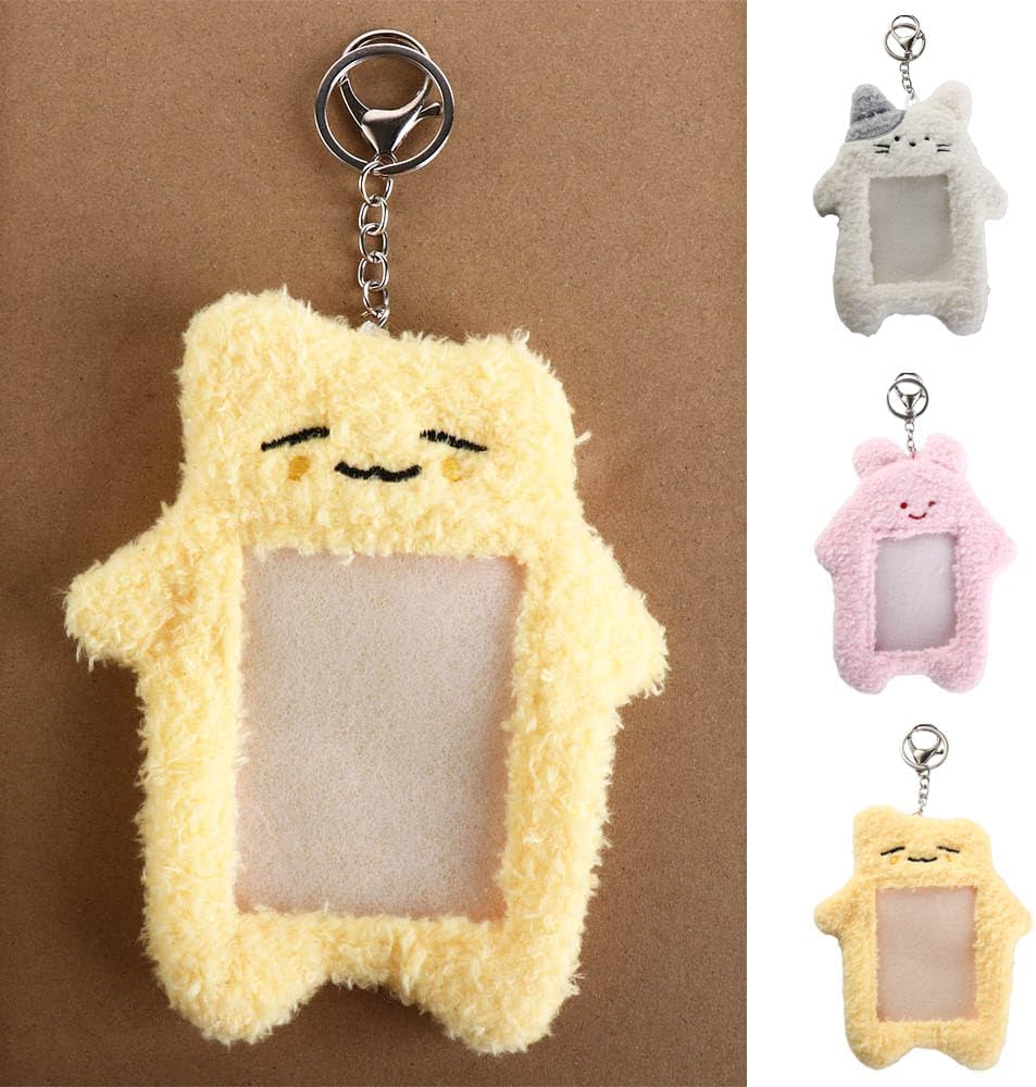 White Photocard Holder,Cartoon Plush Photocard Holder Outdoor Girl Korean Style ID Card Cover Protective Case Card Sleeve Student Rabbit Identification Badges Supplies Office and School Supplies - Image 2