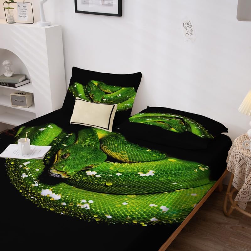 Miniatura 2 de Snake Sheets California King - Juego de sábanas y fundas de almohada de serpiente venenosa, lujosa 100% microfibra, estampado de alta cantidad de