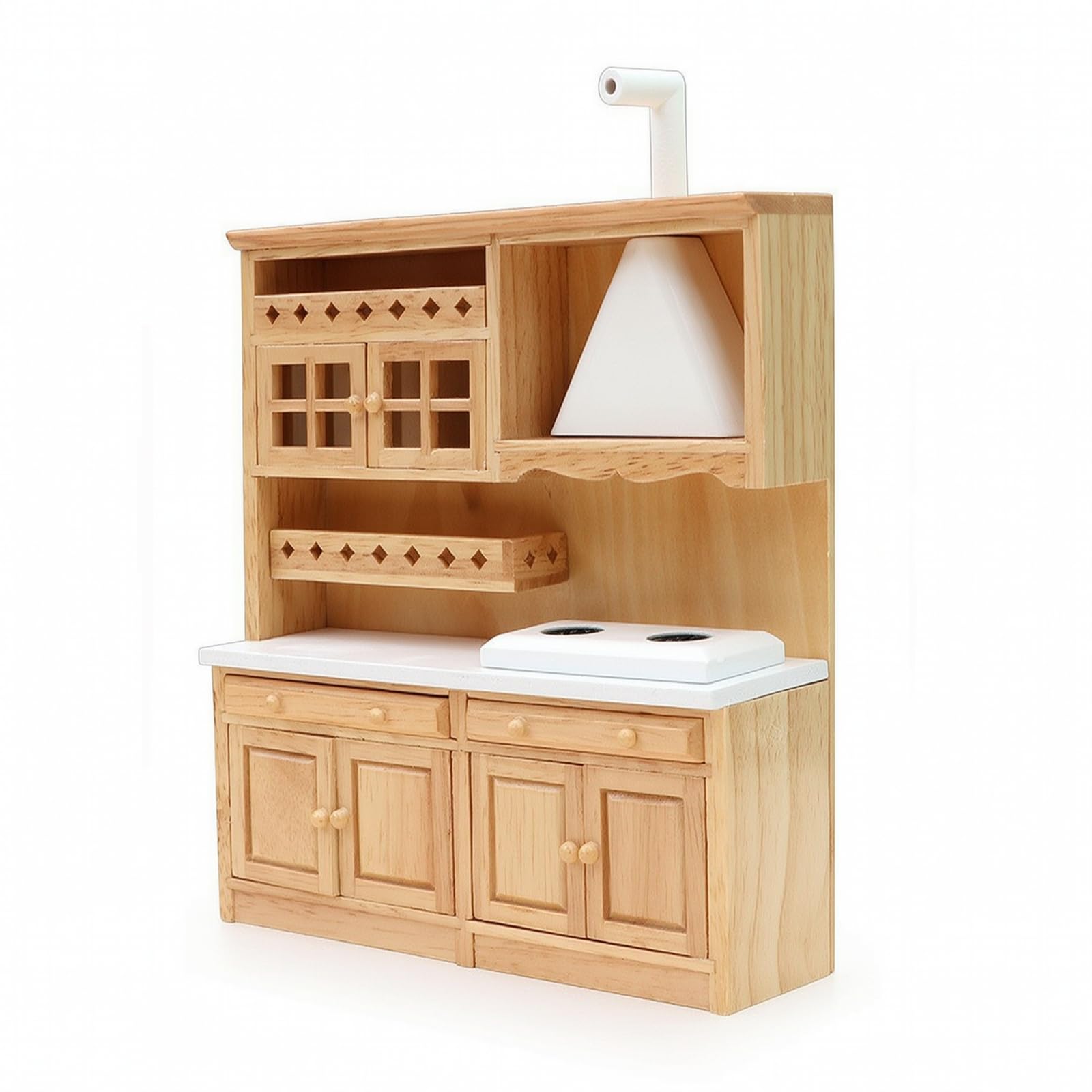 harayaa Set Cucina Miniatura con Lavello Armadietto Bambola Delle Bambole Unità Cucina Angolare in Legno di Gomma con Dettagli