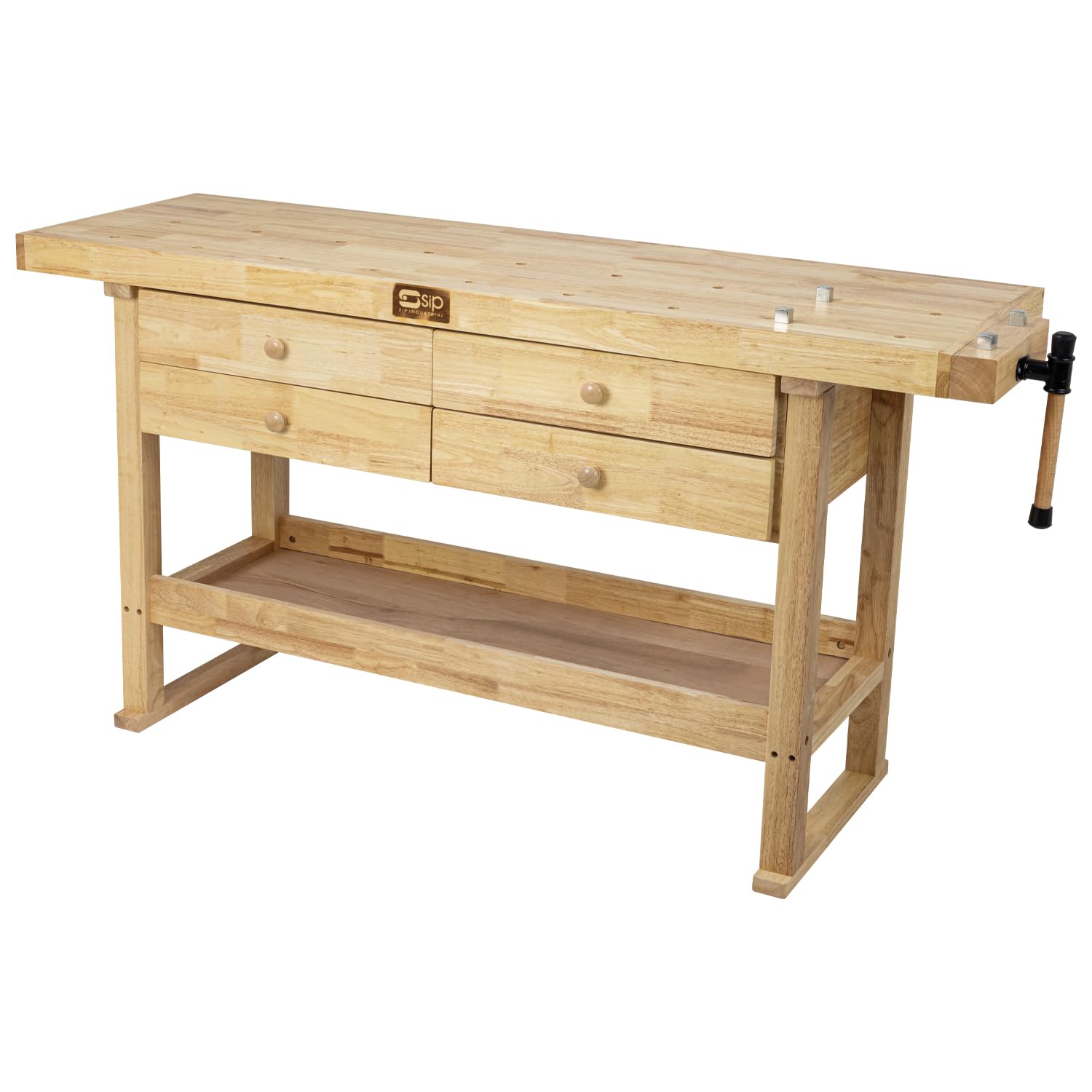 SIP Professional Hardwood Workbench 1640x500mm with 4 Drawers, Vice, Storage Shelf & 100kg Capacity