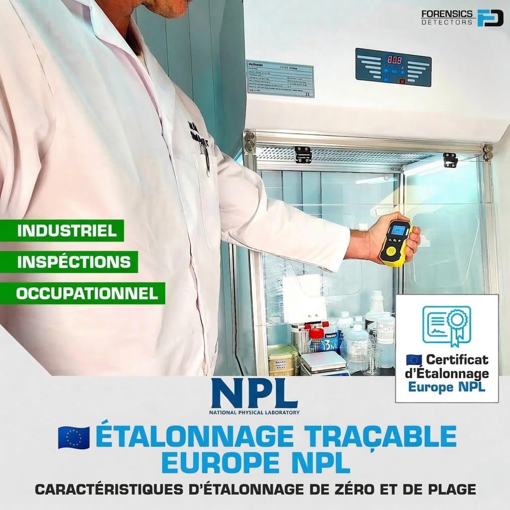 Détecteur Portable De Monoxyde De Carbone (CO) | Certificat d'étalonnage UE | Recharge USB | Alarmes Sonores, Visuelles Et par Vibration | 0–1000 ppm CO