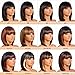 ToyoTress Bob Wig With Bangs - 12 Inch Peek-a-boo Color Short Bob Wig For Black Women Black Mix Brown Daily Costume Wigs, Light Yaki Straight Synthetic Hair Wigs Heat Resistant (12 Inch, SH30-612H)