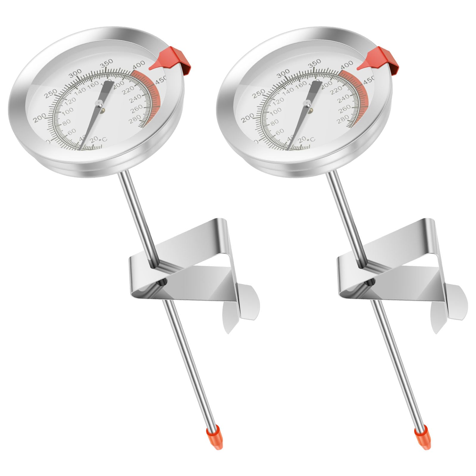 Anihet 2 Pcs Candy Thermometers with Pot Clip, 20cm Long Probe Deep Fry/Jam/Sugar Thermometer Stainless Steel Cooking Food Thermometer For Sugar Melting and Making Jam