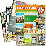 Create a Scene Sticker Learning Activity Book for Kids Toddlers ~ Career Sticker Book with Over 350 Educational Stickers and 32 Interactive Pages