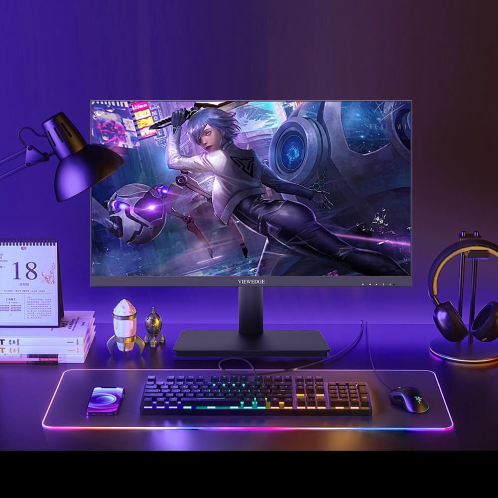 Viewedge Monitor de juegos de 24 pulgadas, 240 Hz, 1 ms, FHD 1920 × 1080, 110% sRGB, HDMI × 2 y DP × 1, compatible con sincronización adaptativa y montaje en pared