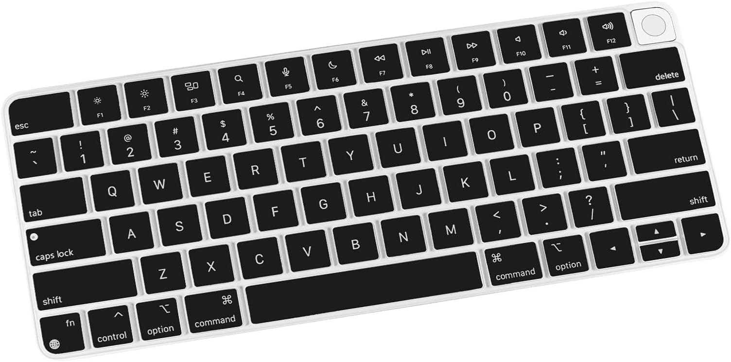 Allinside Soft Silicone Keyboard Cover for iMac Magic Keyboard (A3118 A2449 A2450, 2021–2024), Quiet Typing Keyboard Protector Skin, US Layout, Black