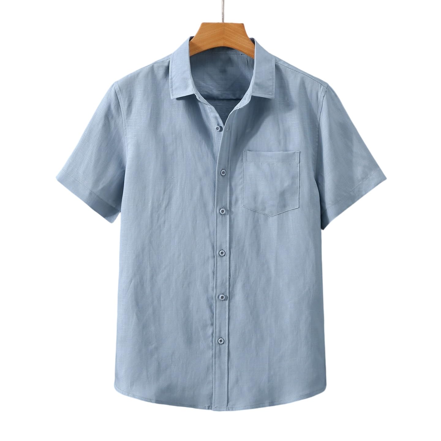 Lyocell Blend - Completo da uomo a maniche corte casual | Colletto rovesciato, tasca sul petto, pantaloni a gamba dritta, abbigliamento quotidiano estivo