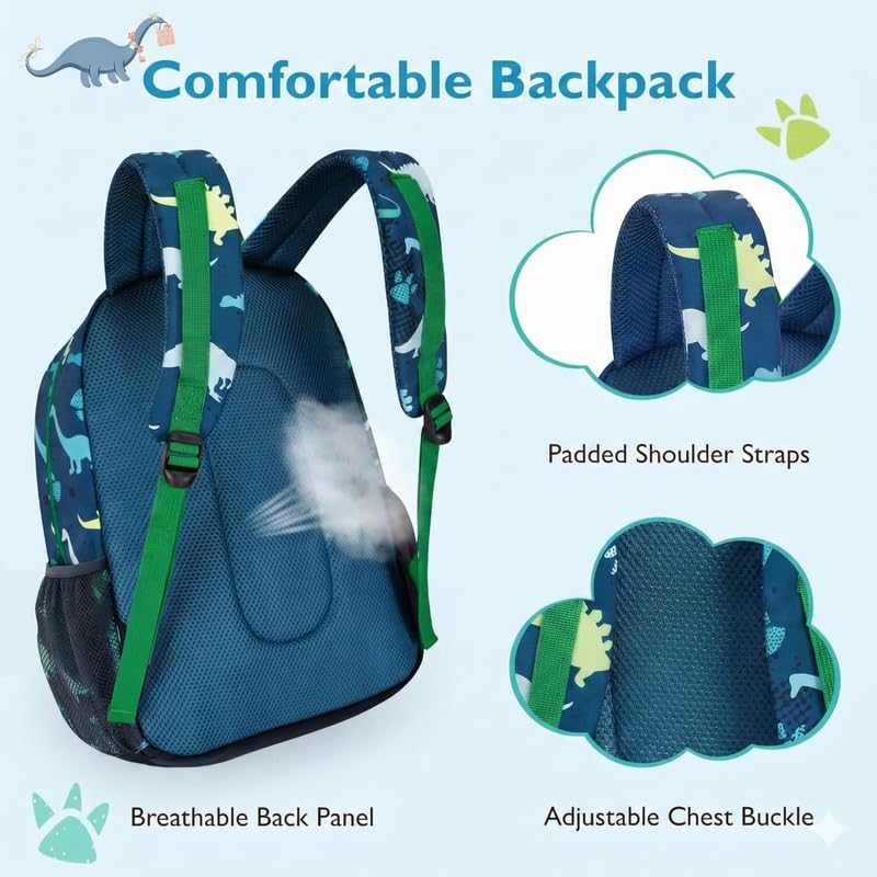 Image of Frantic Waterproof Polyester 35 L School Backpack With Pencil /Staionery Pouch School Bag Class 1 to 8 Daypack Picnic Bag For School Going Boys & Girls(RR Blue Dino Safari)