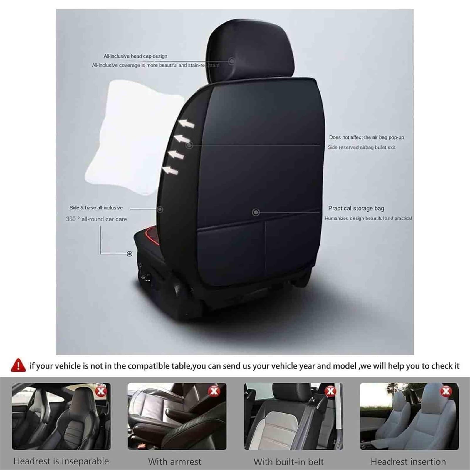Housse Siege Voiture pour Honda Jazz/Jazz Crosstar 2005-2025, Coussin en Cuir De Première Imperméable Et Résistant À l'usure, Housses Siege Avant Arrière Auto Protection Accessoire(Black Red)