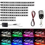 Motorcycle LED Strip Lights Kit - Aukora 8 Pcs Motorbike LED Lights Strips Multi-Color Accent Glow Neon Lights Lamp Controlled by Remote for Harley Davidson Kawasaki Honda Ducati Suzuki Yamaha