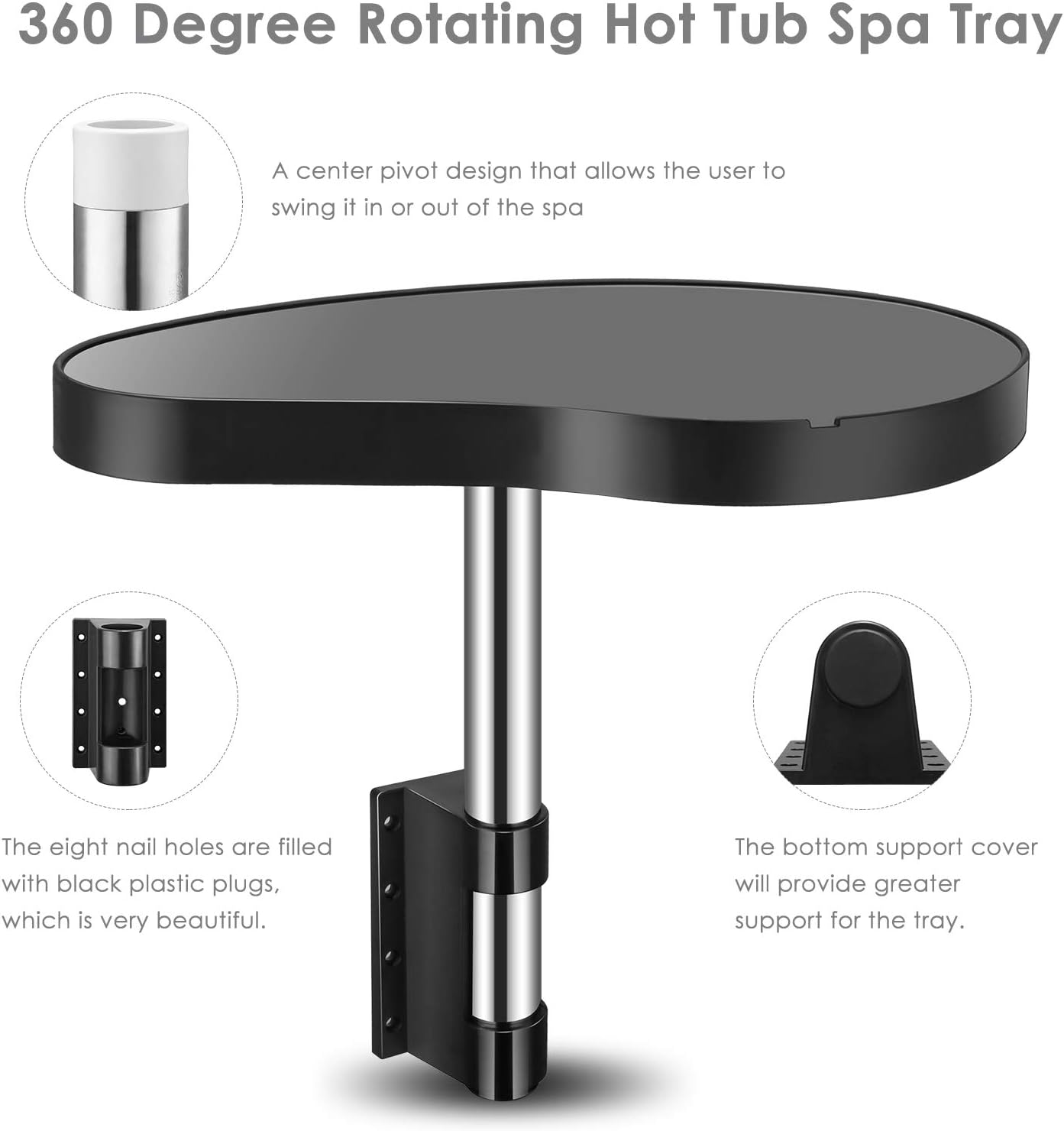 Kacsoo Spa Caddy Side Table Tray, 360° Rotation Design Spa Tray Table Keep Snacks and Drinks Handy and Dry,Swimming Pool Snack Tray : Patio, Lawn & Garden