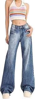 Señoras Delgadas Nuevo Color Claro Estrecho Suelto Moda Todos Rectos Pantalones De Pierna Ancha Pantalones Vaqueros Para Mujer Elástico
