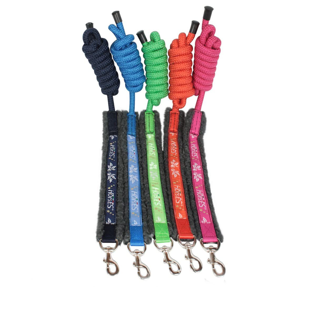 Lunghina Horses Joy - In Nylon Tubolare Con Impugnatura In Pelo, Colorati Per Cavalli