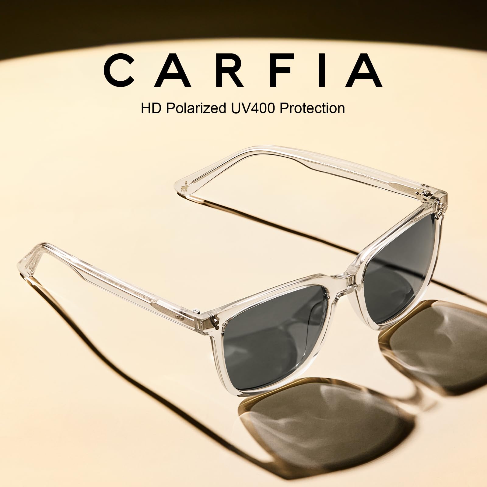 CARFIA Męskie okulary przeciwsłoneczne z polaryzacją i prostokątną oprawką z octanu, 100% ochrona UV Sportowe okulary przeciwsłoneczne