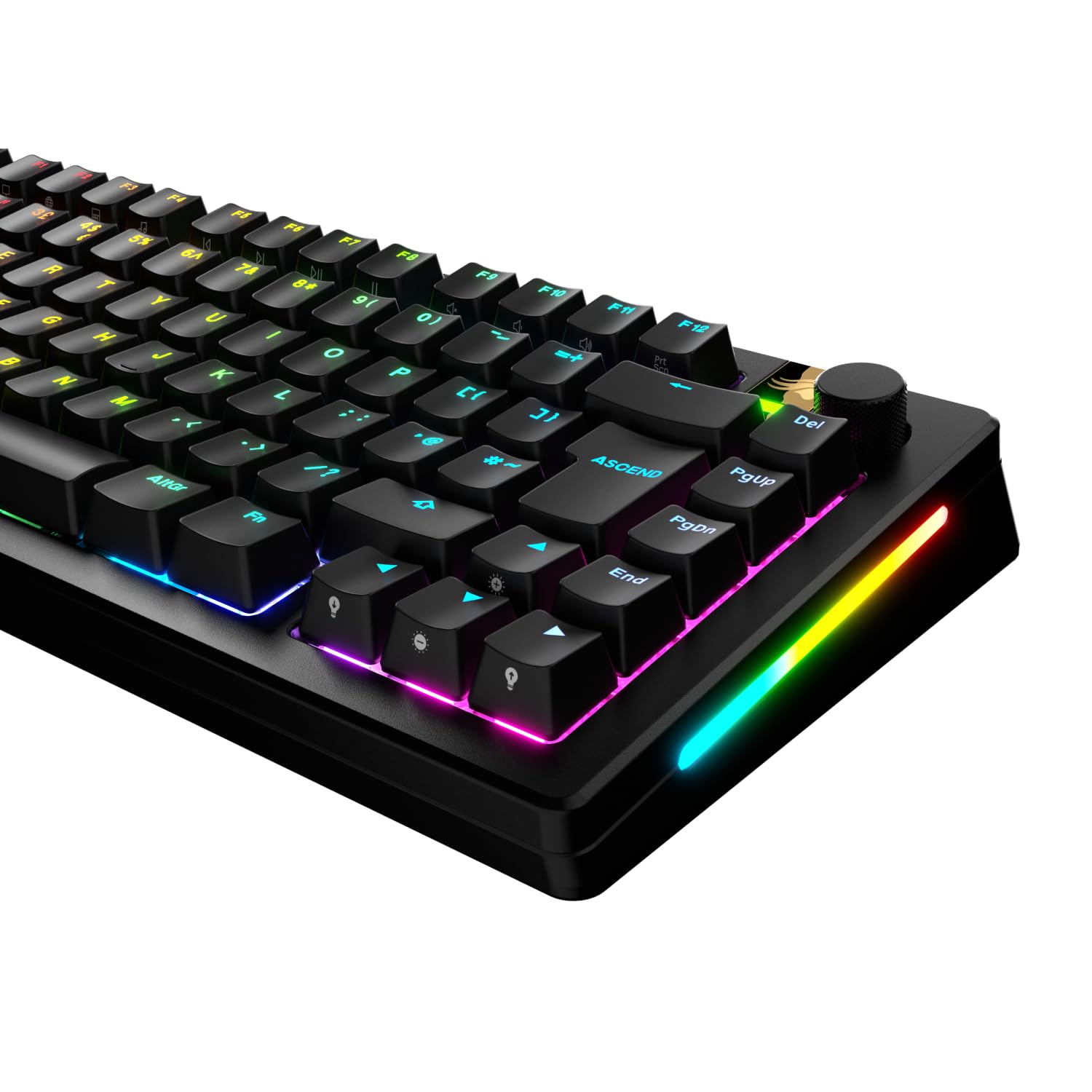 Glorious Gaming - Teclas GPBT retroiluminadas: Leyendas translúcidas en Negro, Permiten el Paso de la luz, para teclados mecánicos de formatos 100%, 75%, 65% y 60%, distribución QWERTY inglés