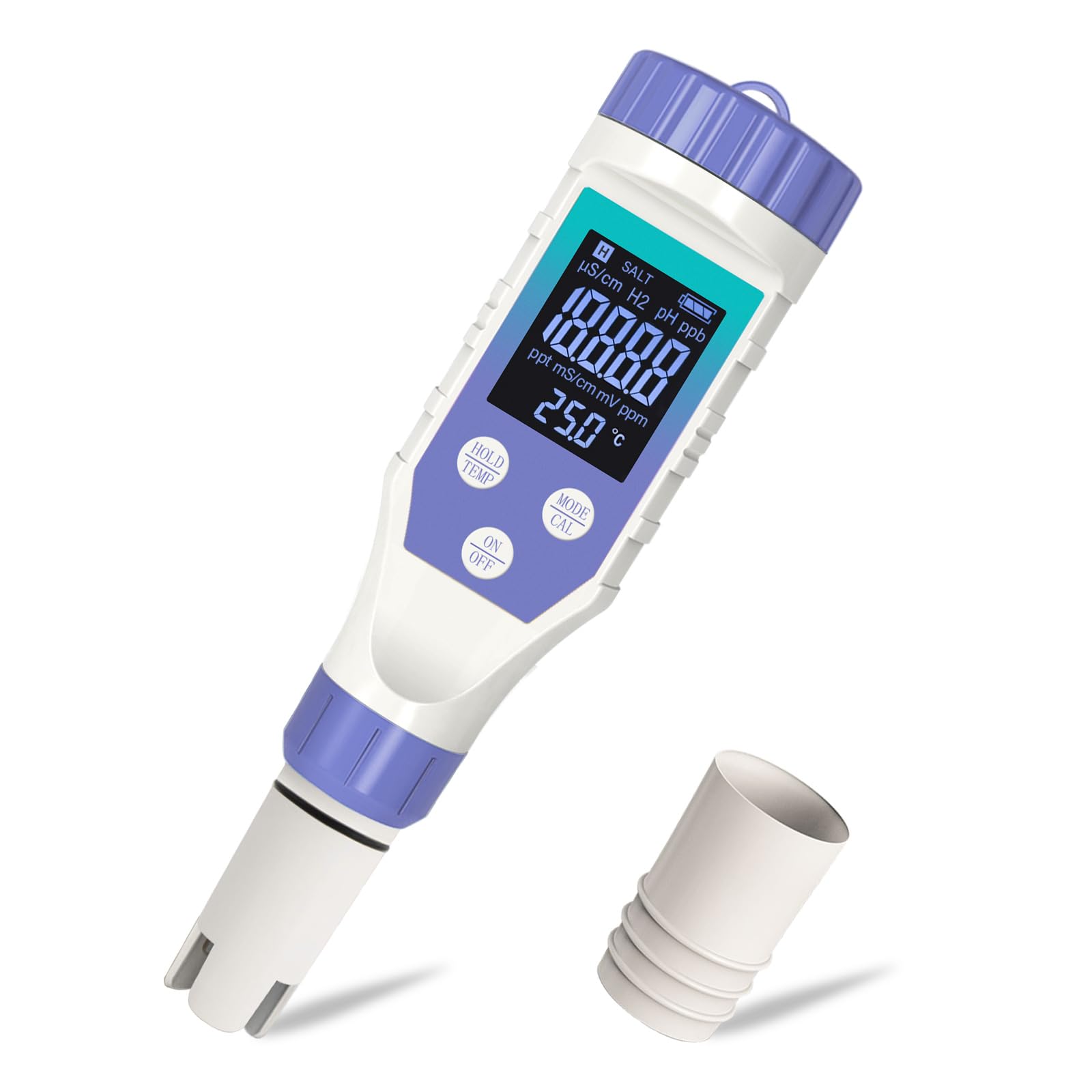 Tester per Acqua Idrogenata, 7-in-1 H2 TMEP EC TDS ORP SALE pH-Metro per Bottiglie di Acqua Idrogenata, Misuratore TDS Digitale per Test Acqua Potabile, Acqua Filtrata, Misuratore pH per Succo