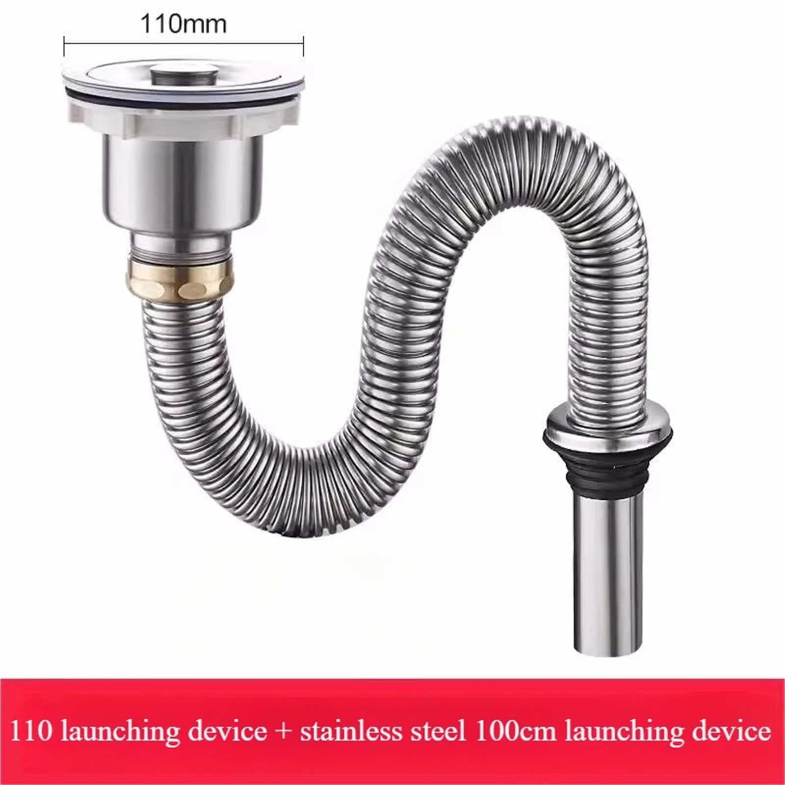 Tubo de Drenaje del Fregadero de Cocina, colador de Fregadero de Acero Inoxidable, Desodorante, Lavabo, escurridor de alcantarillado, Accesorios de baño para Cocina, Baño(100cm)