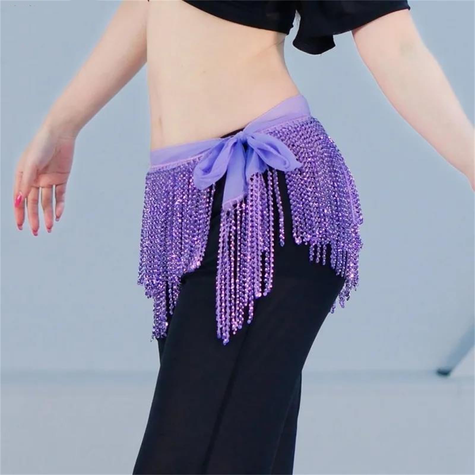 Catena da donna con frange e paillettes, sciarpa in vita per adulti e bambini, accessori per costume da pratica di danza