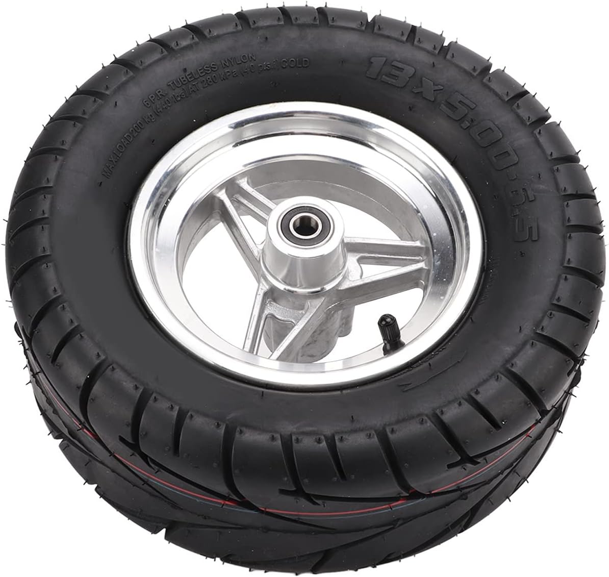 13X5.00‑6.5 Rubber Tubeless Tire with Stainless Steel Hub, Thicken Electric Scooter Vacuum Tyre Accessory