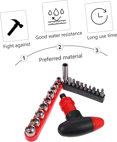 Miniatura 2 de Levemolo 1 juego de trinquete automático con T y kit de herramientas destornillador llave de enchufe rápido mango de herramienta T- plateada