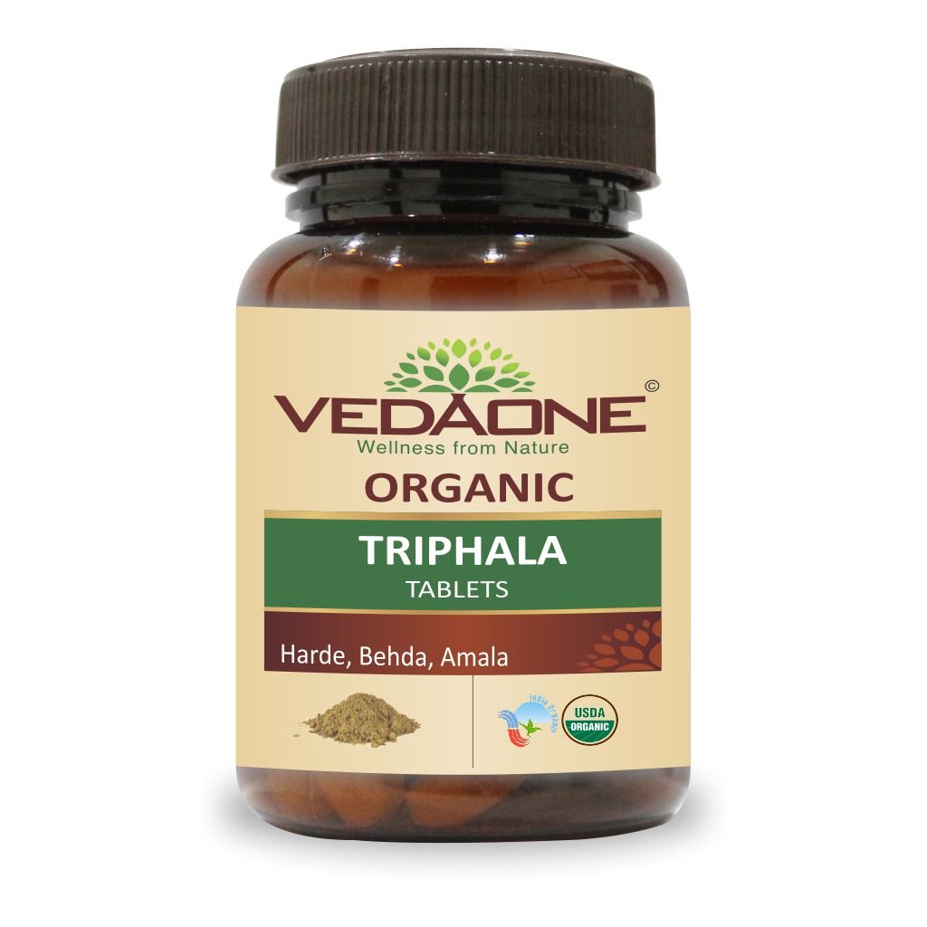 Vedaone USDA Organic Triphala (Amala+Harde+Behda) 750mg - 60 Tablets For Detoxification