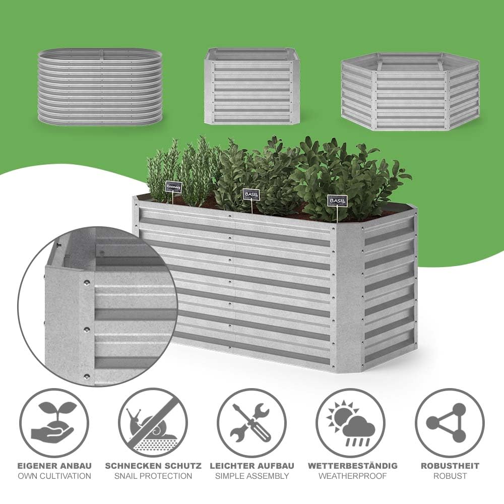 Letto Rialzato In Metallo 120x60 Cm - Argento, Perfetto Per Orto, Erbe Aromatiche E Giardino - Foto 7