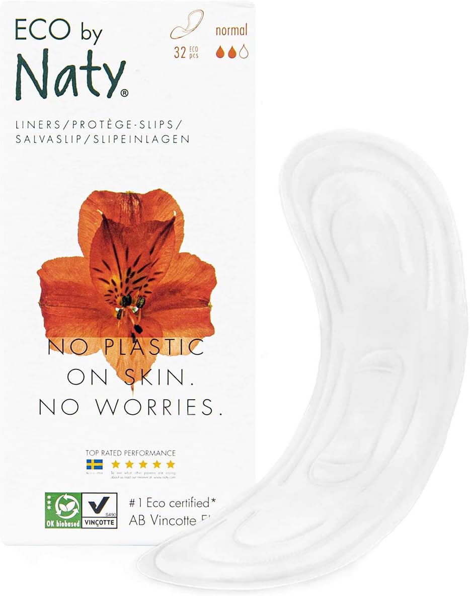 Eco by Naty Liners - Normal, 32 Liners. Plant-Based, Vegan and 0% plastic