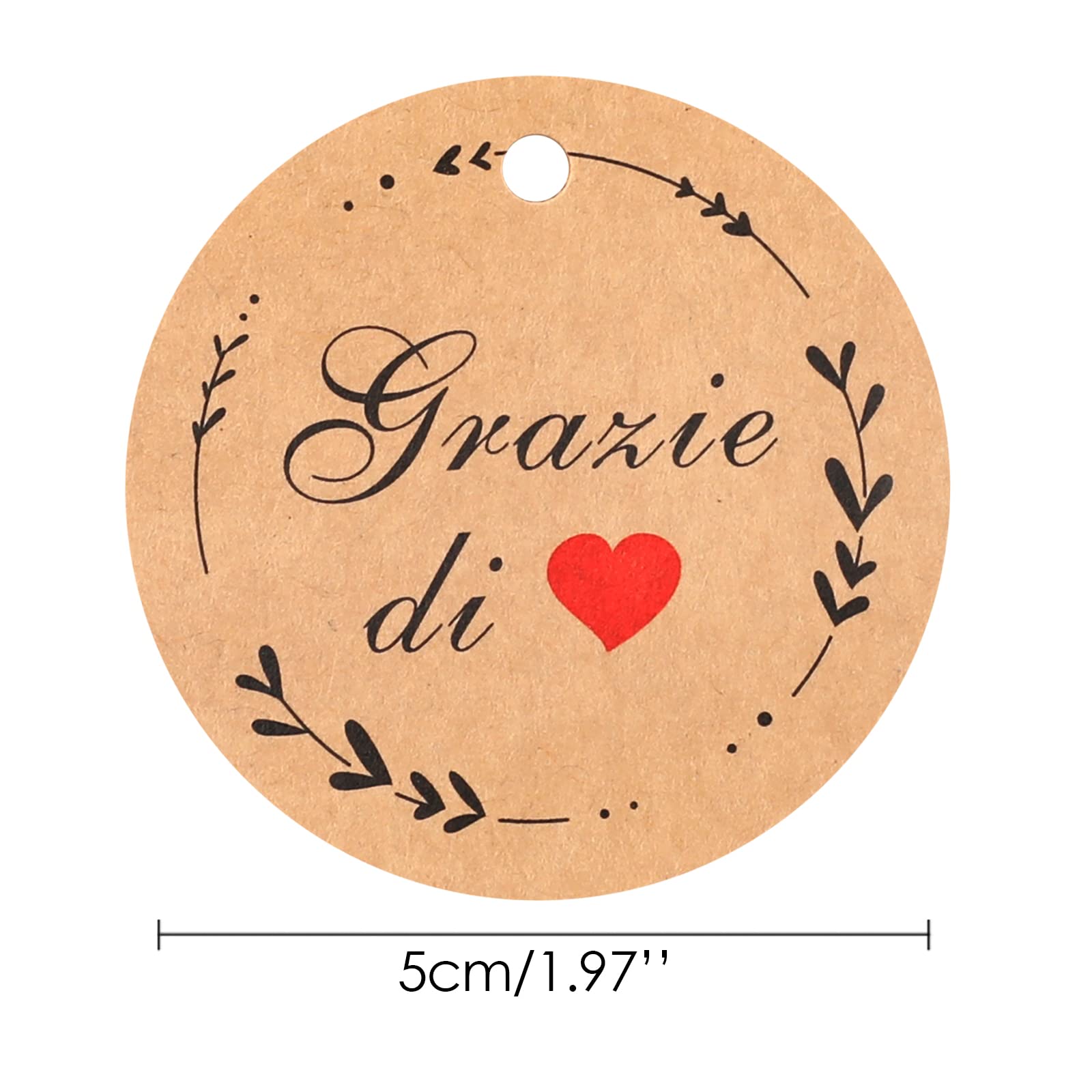 G2PLUS 100 PCS Etichette Regalo,Etichette in Carta Kraft,Rotonde Etichette VIELEN DANK (Grazie) 5x5CM Tag Regalo con Spago,per Natale Compleanno Matrimonio