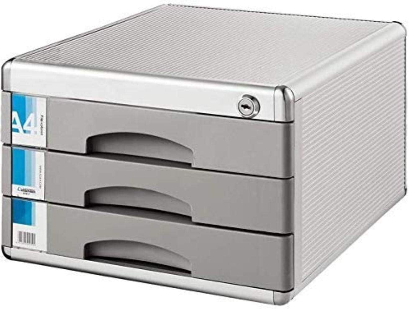 VUIKLCty File Cabinet With Lock And Drawer Chest 3 Drawer Silver Desktop File Storage Cabinet Home Office Furniture Bookcase