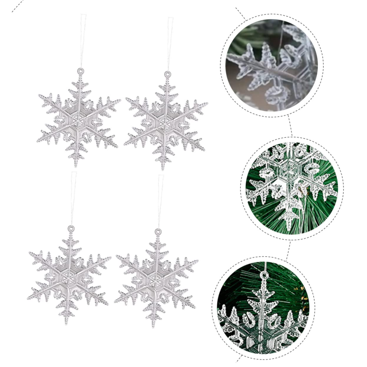 Cabilock Lot De 5 Décorations De Noël en Acrylique À Suspendre Flocons De Neige Décorations Festives À Suspendre 12 Pièces X 5