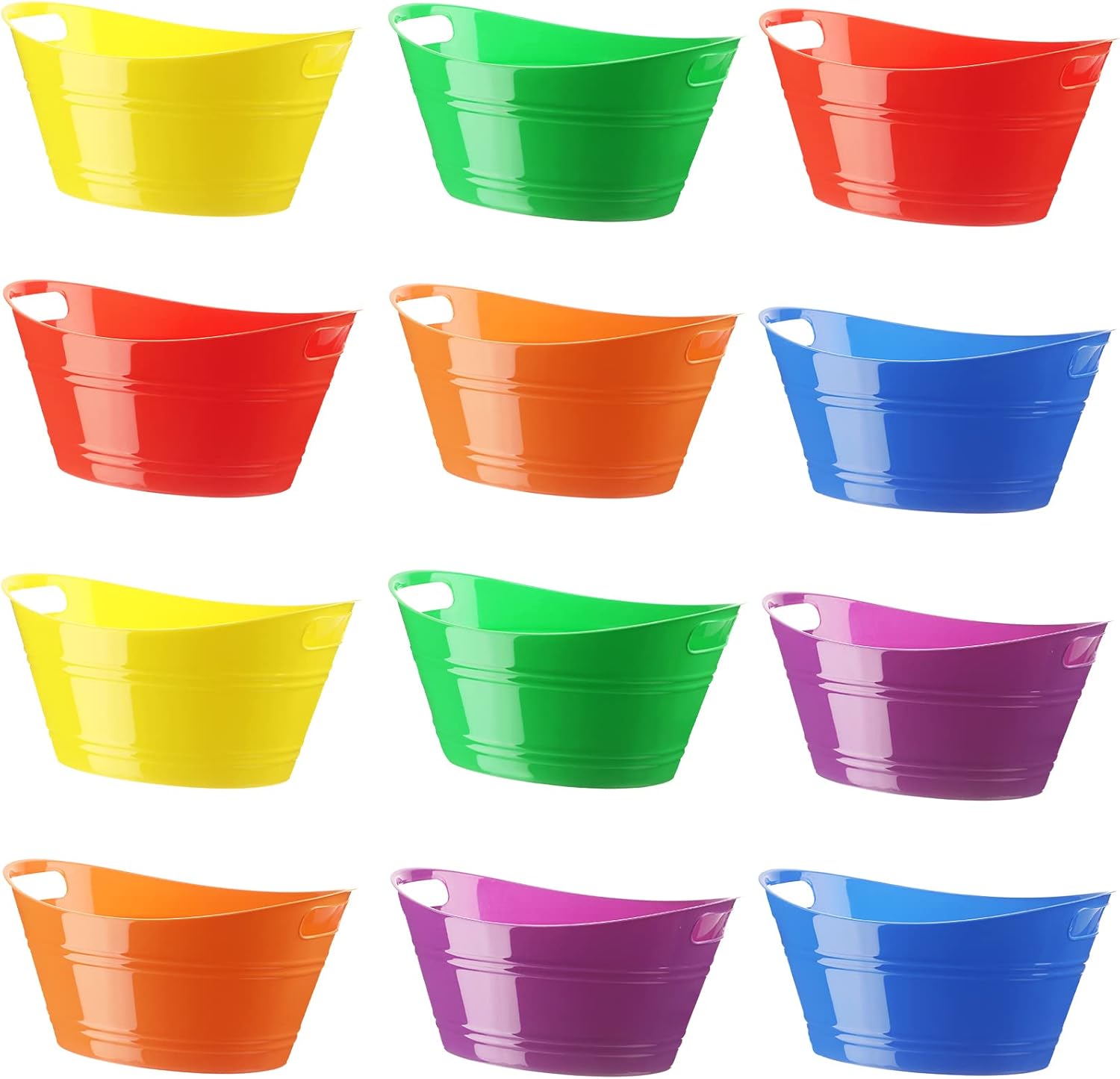 Patelai 12 Pieces Colored Ice Buckets Bulk Plastic Ice