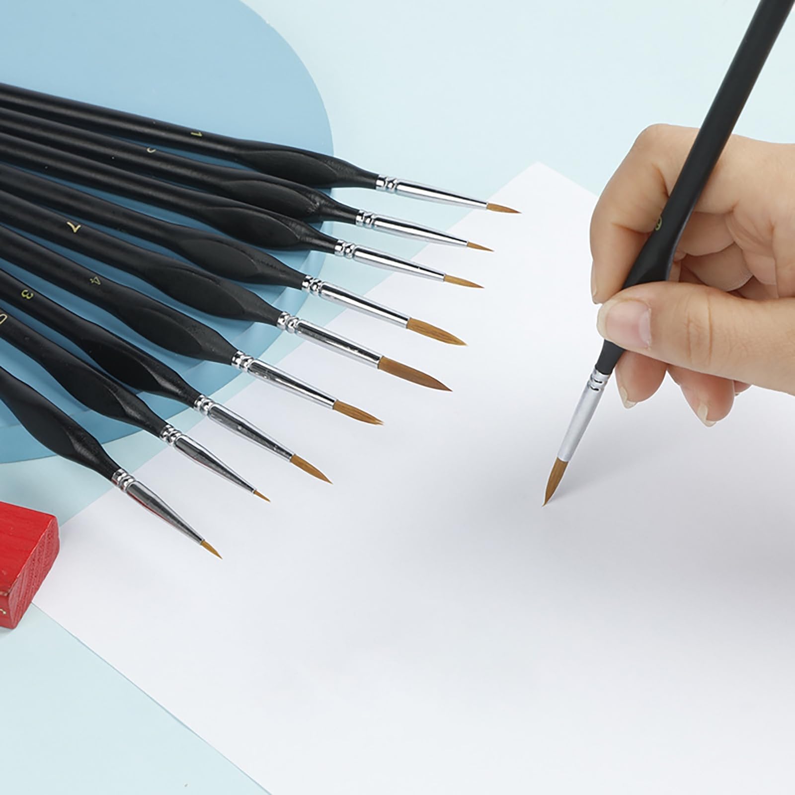 Ensemble de 4 pinceaux Fins pour Petits Artistes Professionnels, pinceaux Fins pour détails Fins, Peinture Acrylique, Huile, Aquarelle