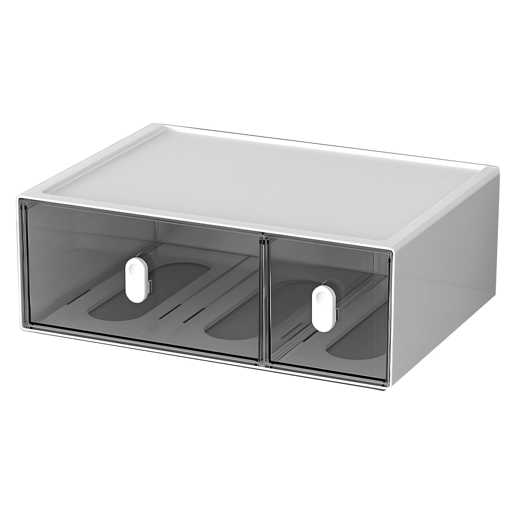 OSteed Plastic Desk Organiser with Lid, Storage Box with 2 Drawers, 1 Tier