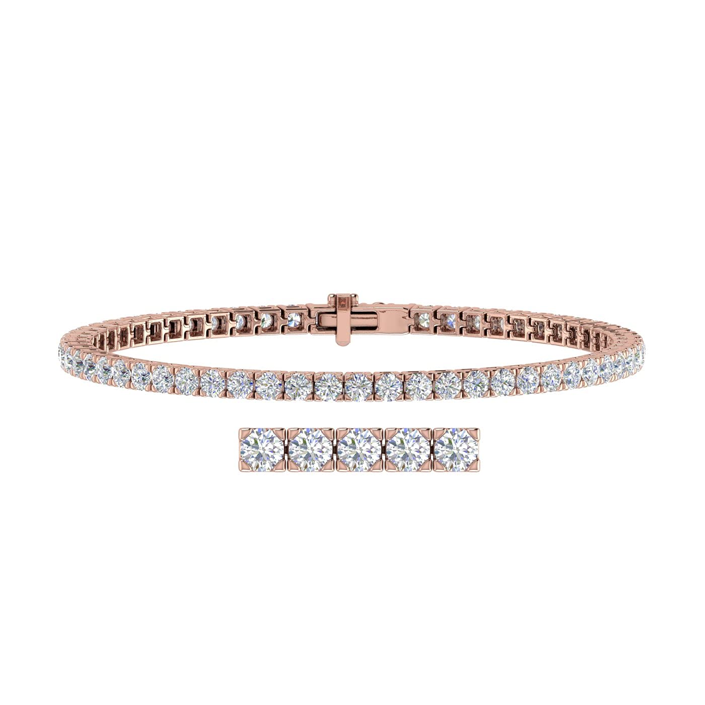 2 to 7 Carat Diamond Tennis Bracelet in 14K Gold (7 Inch) - IGI Certified (I1-I2 Clarity)