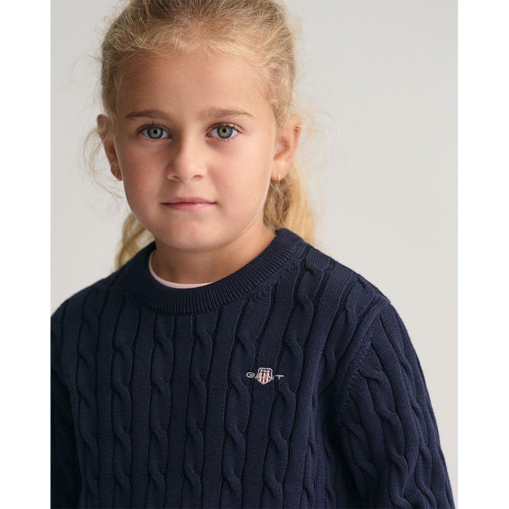 GANT Unisex Kinder Cotton Cable Shield Crew Pullover