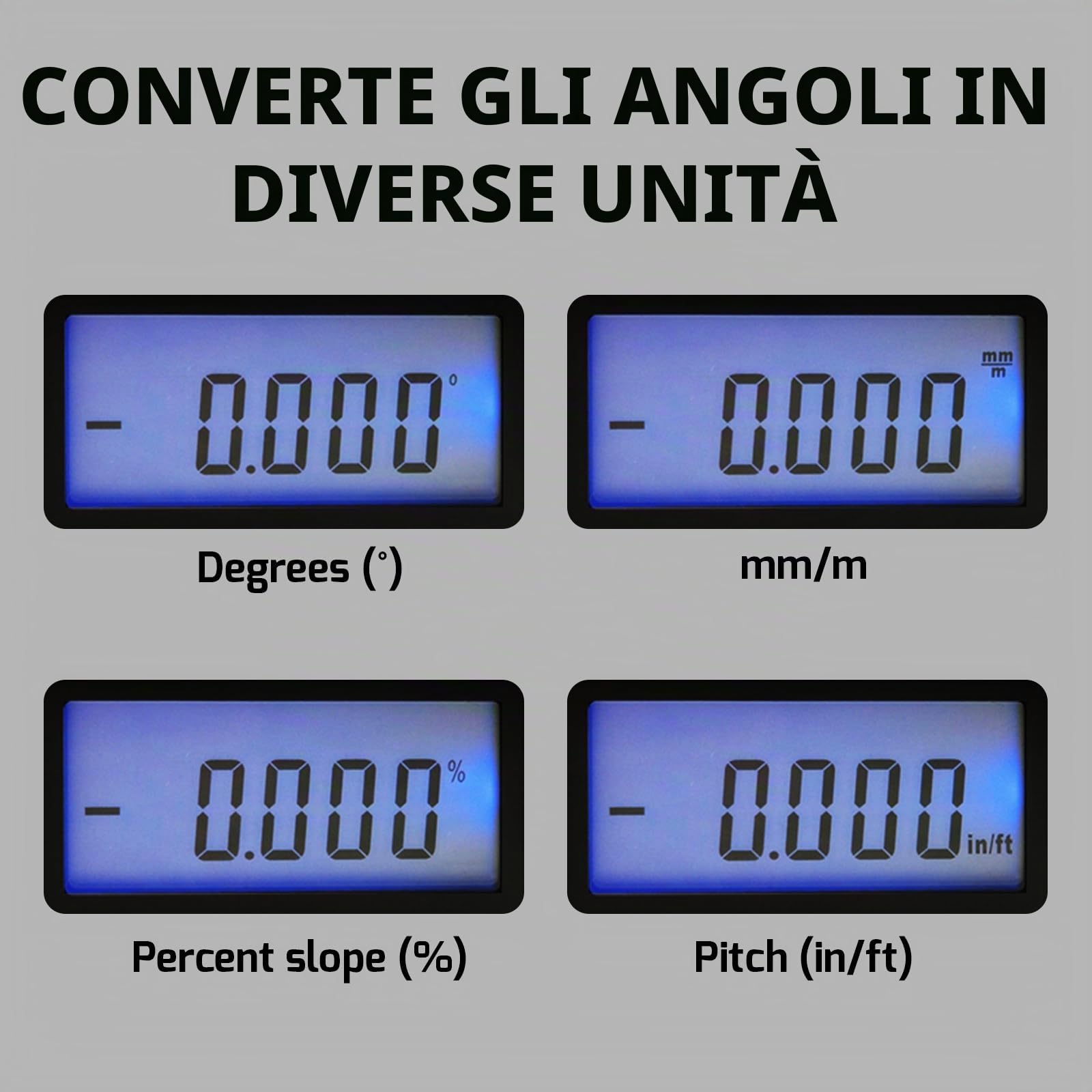 Digital Angle Finder Goniometro Magnetico Inclinometro Misuratore di Livello Angolo Strumento Goniometro Digitale Misuratore smussato per la lavorazione del legno, sega da tavolo, Costruzione V-Groove