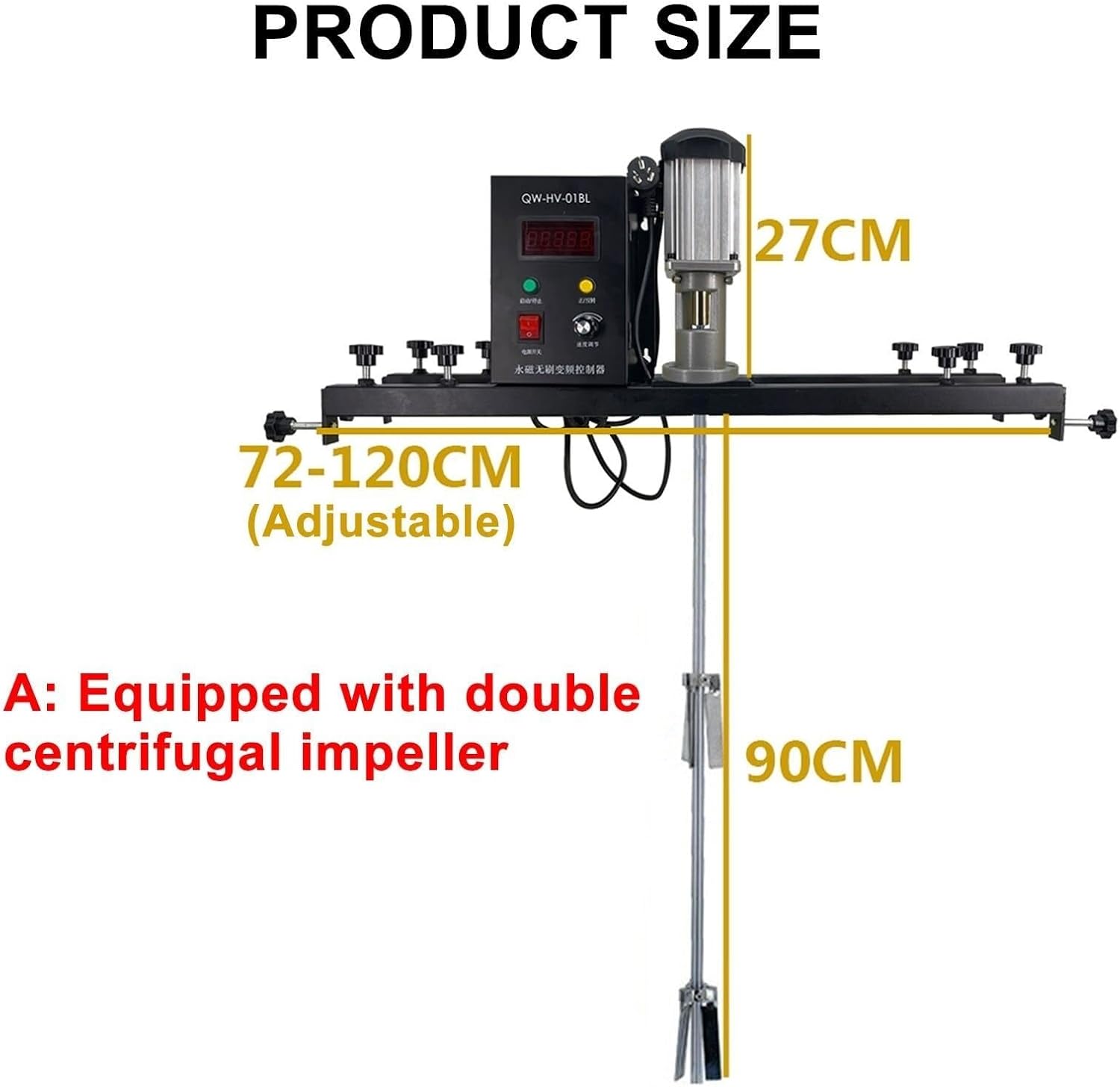 980W Electric Tank Mixer Machine, IBC Agitator, Commercial 1000L Paint Stirring Machine, with Support Hanger, Paint Mixing Equipment(A)